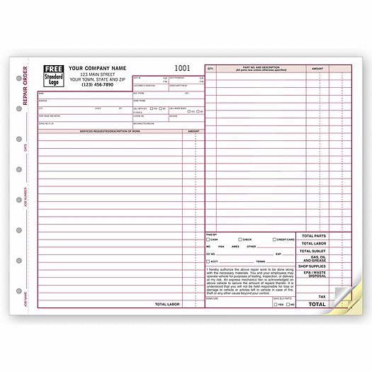 Repair Orders - Expanded Carbonless