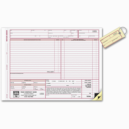 Repair Orders with Key Tag and Carbons 6582