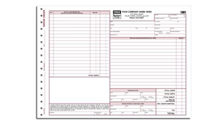 11 x 8 1/2 Repair Orders with Large Terms Area