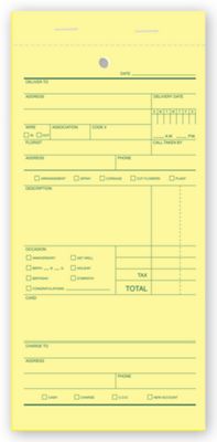 4 3/16 x 8 1/2 Florist Sales Order Forms, Padded