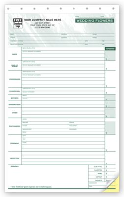 8 1/2 x 13 1/4 Wedding Flower Order Form –  Sales Orders – Color Large