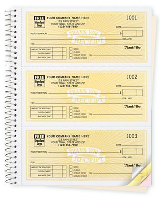 6 3/4 X 8 1/2 Cash Receipt Books, Classic Design, 3 To Page