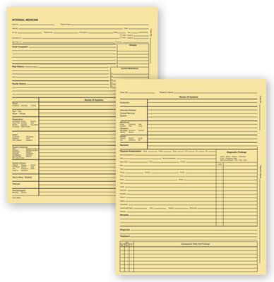 8 1/4 x 10 3/4 Internal Medicine Exam Records, 2 Page, Letter, Buff