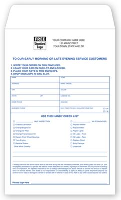 6 x 9 Overnight Auto Repair Envelope