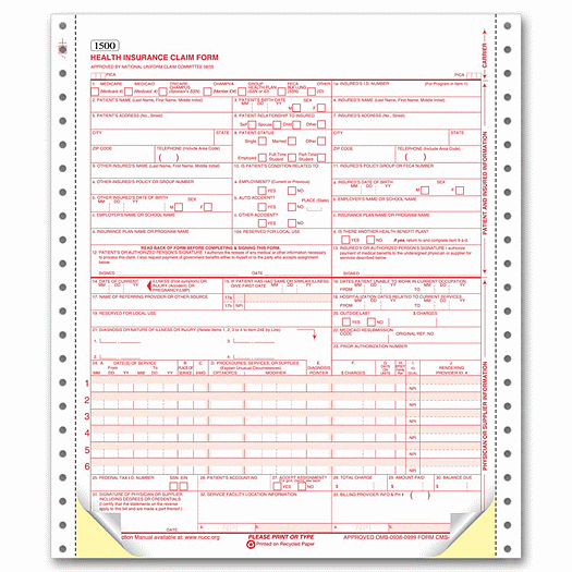 CMS-1500 Two-Part Continuous Insurance Claim Form 0805 - Office and Business Supplies Online - Ipayo.com