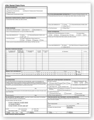 ADA 2007 Laser Sheet Insurance Claim Form, Imprinted - Office and Business Supplies Online - Ipayo.com