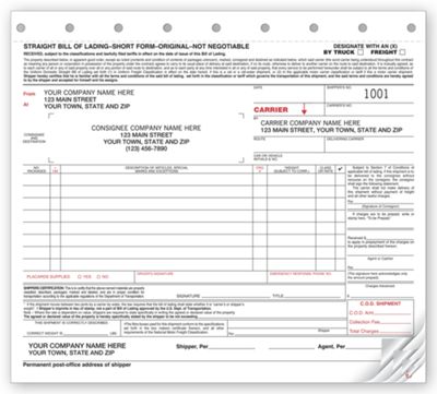 Bills of Lading - Small Carbonless