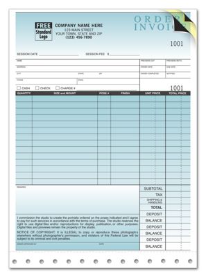 7 1/3 x 10 1/8  (Inside dimension 6 1/2 x 7 1/2  ) Photography Invoice with Envelope – Large Sales Orders