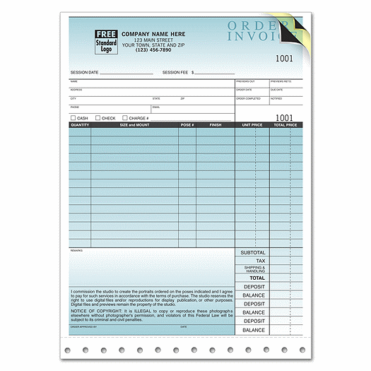 Photography Invoice with Envelope - Large Sales Orders