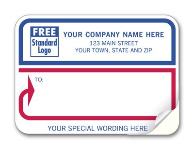 3 7/8 x 2 7/8 Mailing Labels, Padded, White with Blue & Red Borders