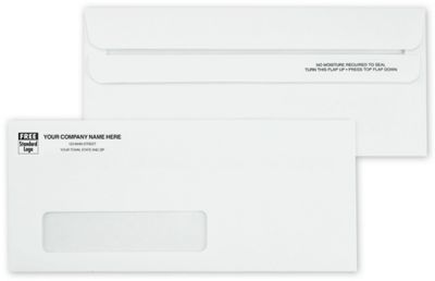 9 1/2 x 4 1/8 No. 10 Envelopes, Single Window, Self Seal