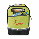 Perfect for lunch or snacks on the go, this cooler's multiple storage areas keep foods organized. The main compartment is accessed from the top while a second insulated area opens from the bottom. A front slip pocket provides more storage.