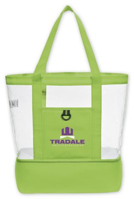19 «  W x 16  H x 6  D Clear, Cabana Tote w/Insulated Bottom