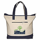 18 w x 14 h x 4 d Zippered Cotton Boat Tote