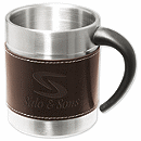 3-3/4 h x 3  dia Empire Leather-Stainless Coffee Cup