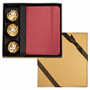 6-1/4 w x 5-5/8 h x 1-3/8 d gift box Ferrero Rocher Chocolate & Junior Tuscany Journal Gift Set