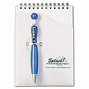  Perfect for jotting down notes and phone numbers. Flip-style notepad with ruled paper. Unimprinted Swanky pen with tie-clip.