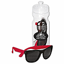  Shades in a sport bottle! Stylish, matte finish sunglasses come with their own cleaning towelette. Glasses feature polycarbonate construction. 100% UV protection.