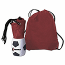  Matching backpack and soccer can holder great giveaway for showing team spirit and pride. Choose your company or team colors. String-a-sling backpack features drawstring closure and shoulder straps.