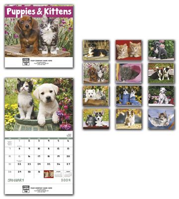 11 w x 19 h 2017 Puppies & Kittens Wall Calendar