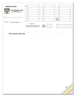 8 1/2 x 11 Laser Deposit Tickets, QuickBooks Compatible