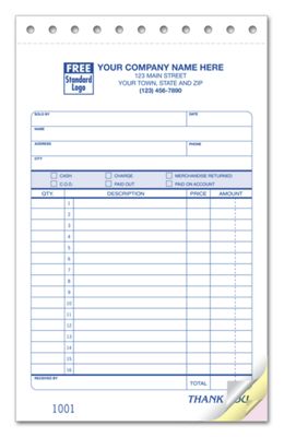 5 2/3 x 8 1/2 Sales Slips, Classic Design, Large Format