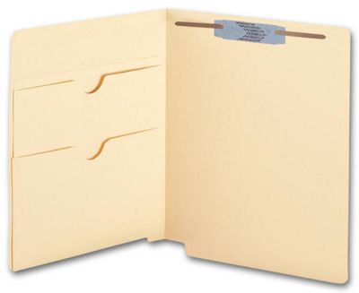 End Tab Twin Pocket Manila Folder, 11 pt, One Fastener