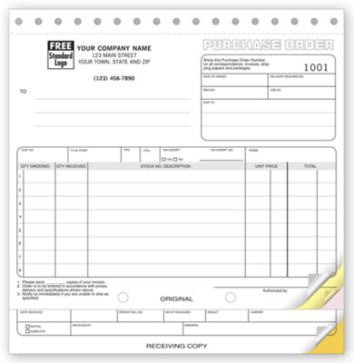 8 1/2 x 8 3/4 Classic Purchase Orders with Receiving Report