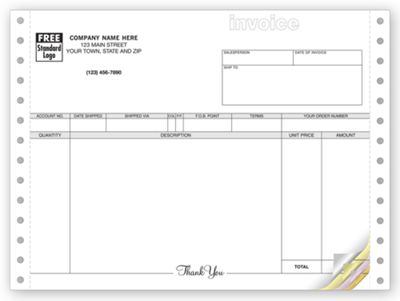 8 1/2 x 7 Invoices, Continuous, Classic