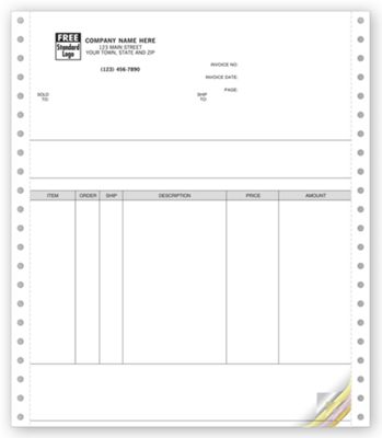 8 1/2 x 11 Invoices, Continuous, Classic