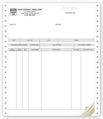 8 1/2 x 11 Invoices, Continuous, Classic