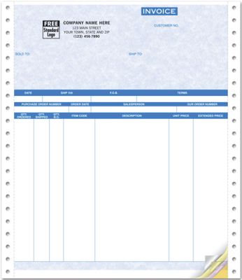 8 1/2 x 11 Invoices, Continuous, Parchment