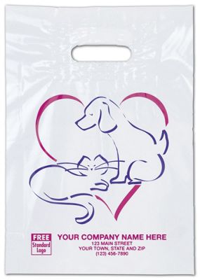 Economical Supply Bags  Heart Logo with Pets , 9 x 13