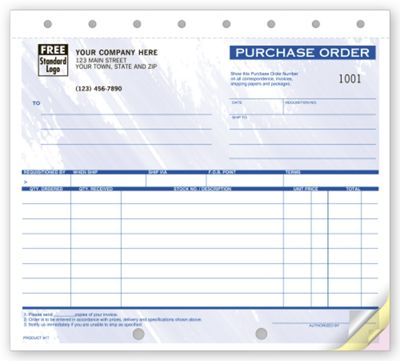 8 1/2 x 7 Purchase Orders, Colors Design, Small Format