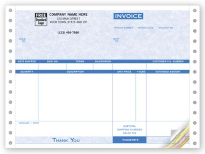 Invoices, Continuous, Parchment