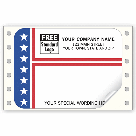 Patriotic Mailing Labels, Continuous, Stripes & Stars