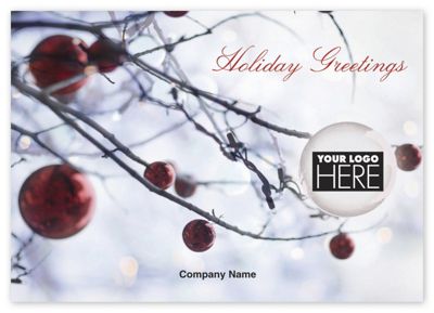 Custom Printed Holiday Greeting Cards - Red/ White Ornaments - Office and Business Supplies Online - Ipayo.com