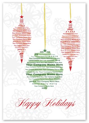 Custom Printed  Holiday Greeting Cards - Three Ornaments - Office and Business Supplies Online - Ipayo.com