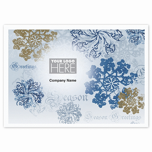 Custom Printed Holiday Greeting Cards - Blue Snowflakes - Office and Business Supplies Online - Ipayo.com