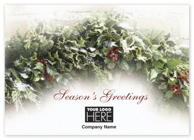 Custom Printed Holiday Greeting Cards - Holly Bough - Office and Business Supplies Online - Ipayo.com