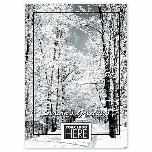 Custom Printed Holiday Greeting Cards - Snow Scene - Office and Business Supplies Online - Ipayo.com