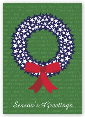 Custom Printed  Holiday Greeting Cards - Patriotic Wreath - Office and Business Supplies Online - Ipayo.com