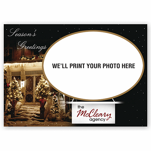 Custom Holiday Photo Greeting Cards - Snow Covered Porch - Office and Business Supplies Online - Ipayo.com