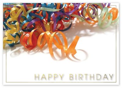 Colorful Curled Ribbons Birthday Greeting Cards