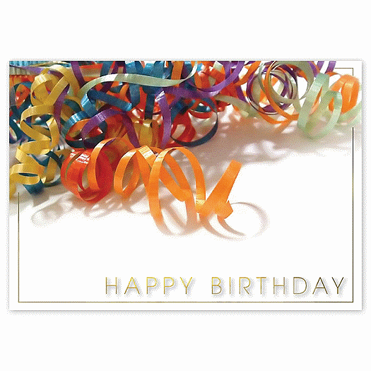 Colorful Curled Ribbons Birthday Greeting Cards