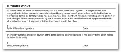 ADA 2002 & 2007 Insurance Claim Form Signature Release Label