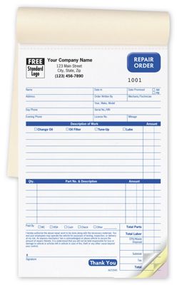 Garage Repair Order Book