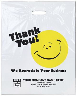 Smile,  Thank You!  Plastic Bags, 15 x 4 x 18