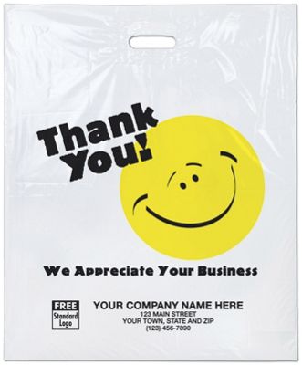 Smile,  Thank You!  Plastic Bags, 18 x 4 x 22