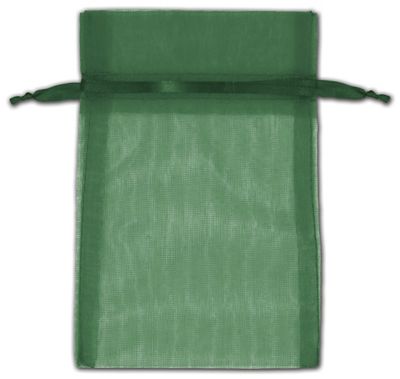 Hunter Green Organza Bags, 4 x 6